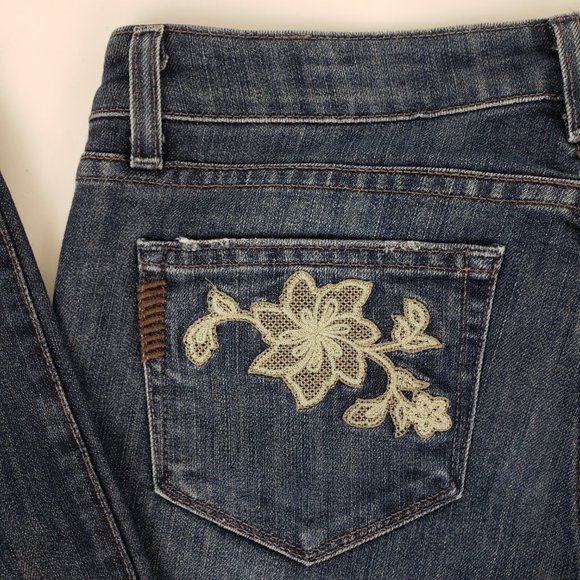Paige Embroidered Benedict Canyon Boot Cut Jeans 26 - Picture 5 of 12